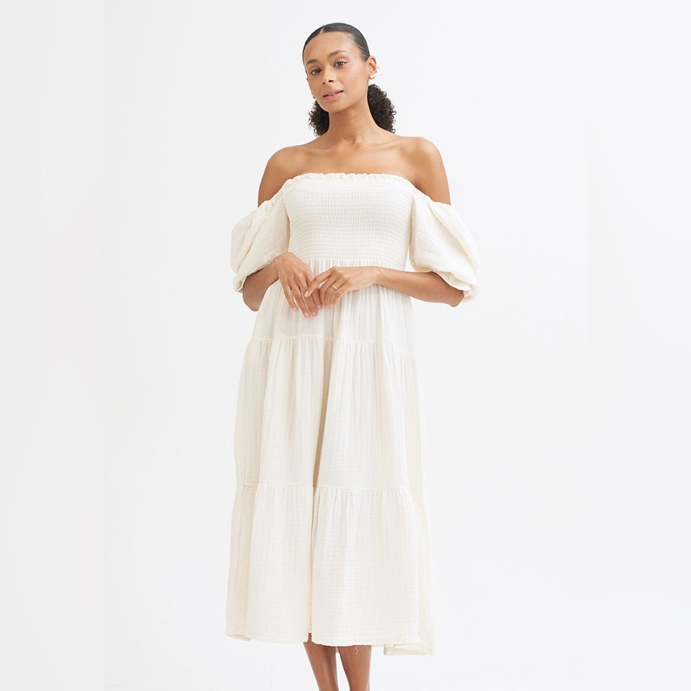 Nothing Fits But Dress muslin dress with 3 layers of gauze smoked top sz s/m